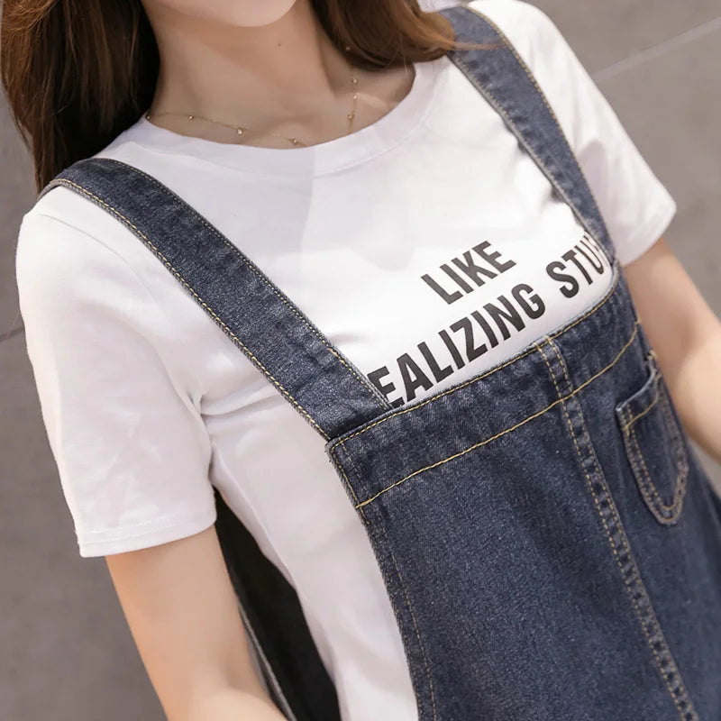 S-5XL Spring Summer Jean Dress Women Suspenders Denim Dresses Female Loose Overalls Korean Casual Long Sundress Robe Femme