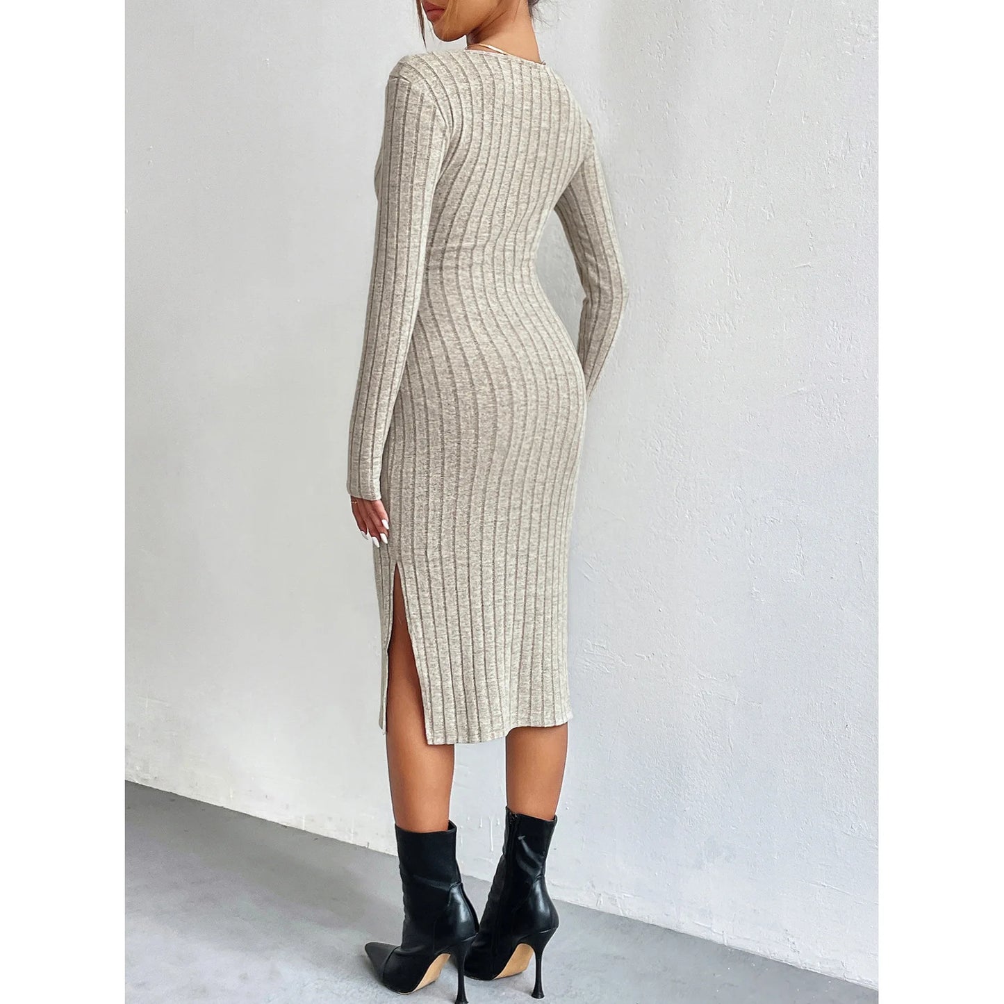 New 2023 Vintage Knitting Women's Dress Package Hip Elegant Lady Knitwear ElasticityWomen's Autumn Winter Keep Warm Long Dresses