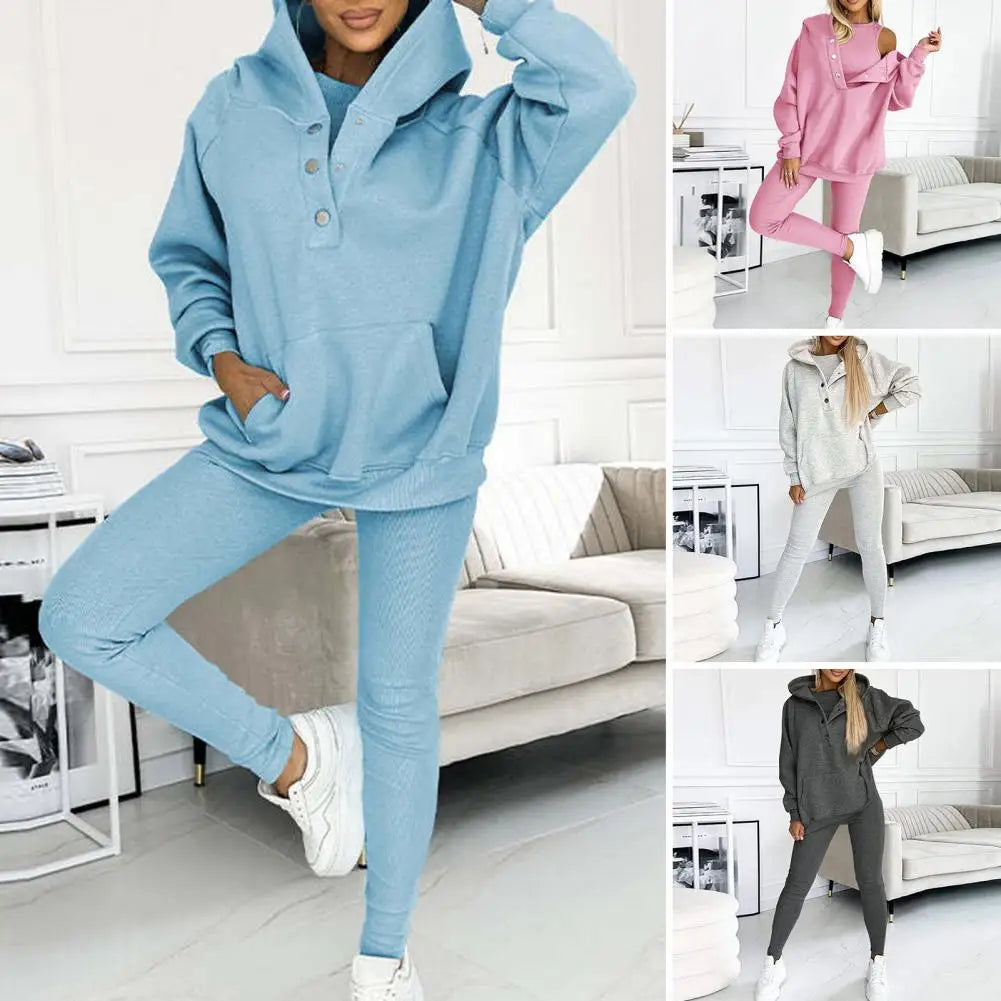 Women Thick Fleece 3 Pcs Elastic Set Sweatpants Vest Hoodies Jackets Fall Winter Jogger Luxury Warm Outfit Sweatsuit Tracksuits