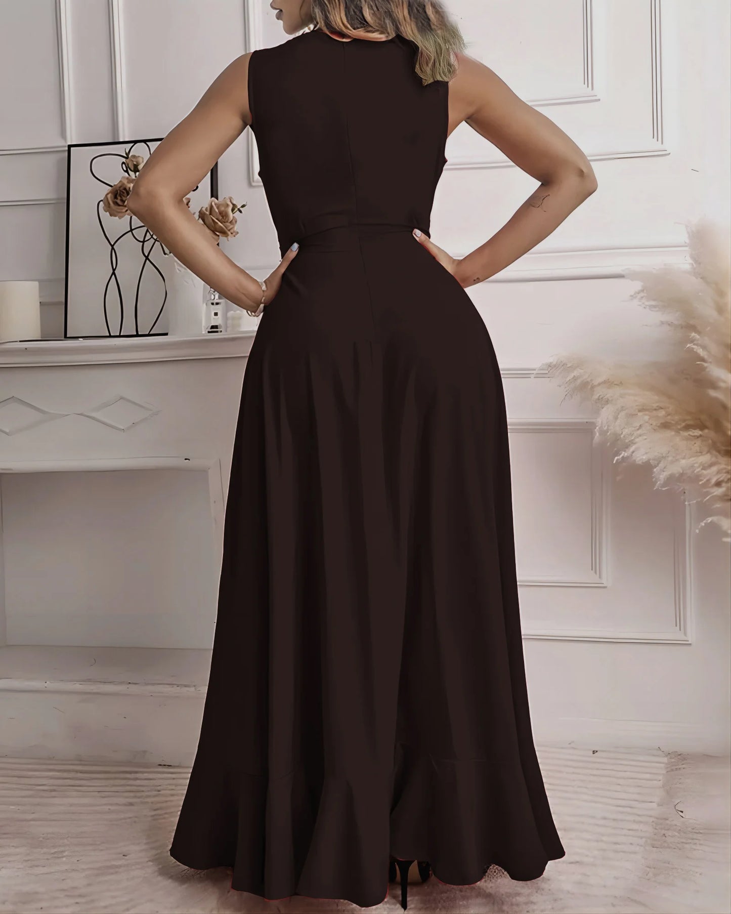 Elegant Sleeveless Pleated Dress 2025 Summer Casual New Fashion Evening Party Sexy V-neck Long Women's Prom Dresses