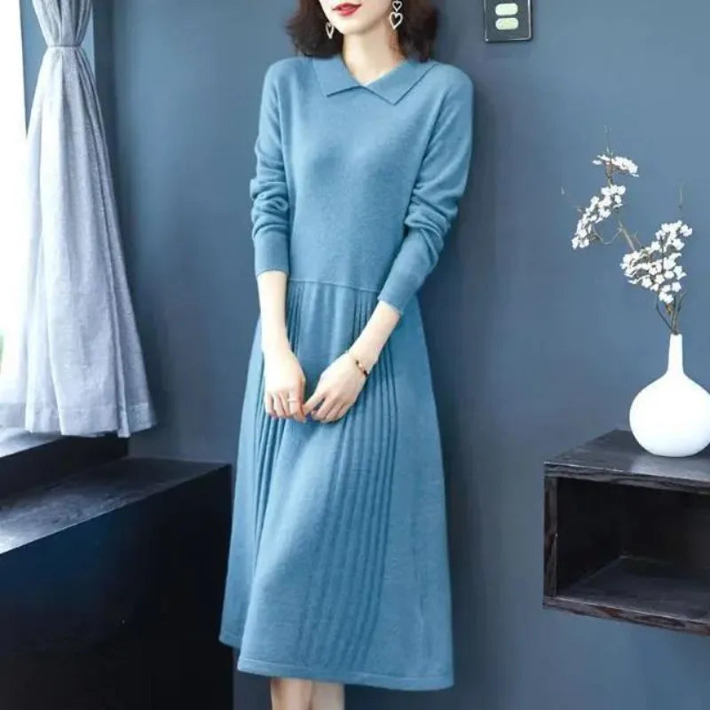 Crochet Knitted Robe Maxi Long Solid Blue Loose Dresses for Women Purple Clothes Woman Dress Evening Knit Cheap Casual Designer